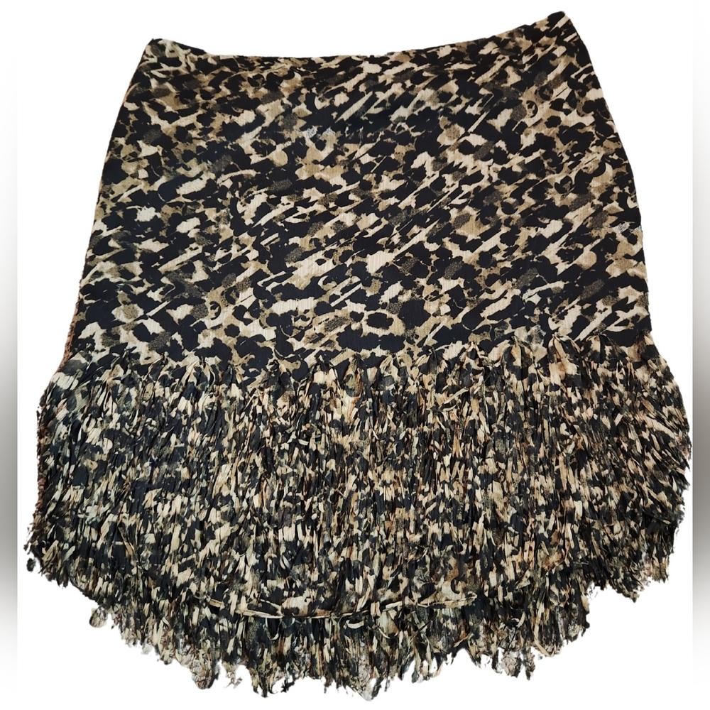 NWT- Ann Taylor - Animal Print Fringe Skirt - Size 12
